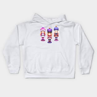 Colorful Trio of Christmas Nutcracker Dolls Kids Hoodie